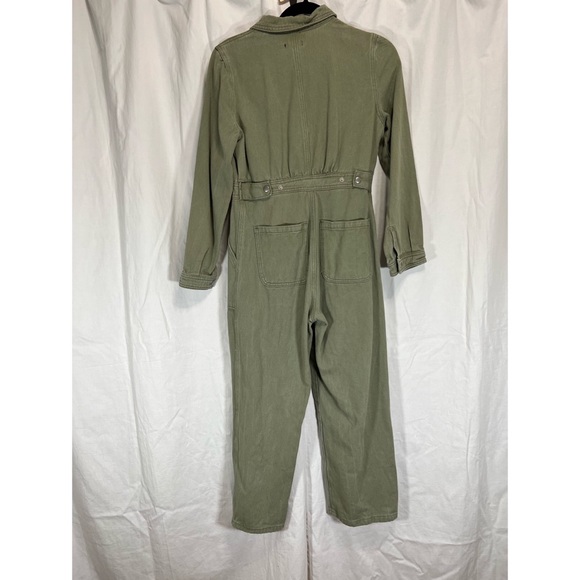 ⭐️3/$30⭐️  Nasty Gal Utility zip jumpsuit Olive Green Long Sleeve Flared - Picture 2 of 8